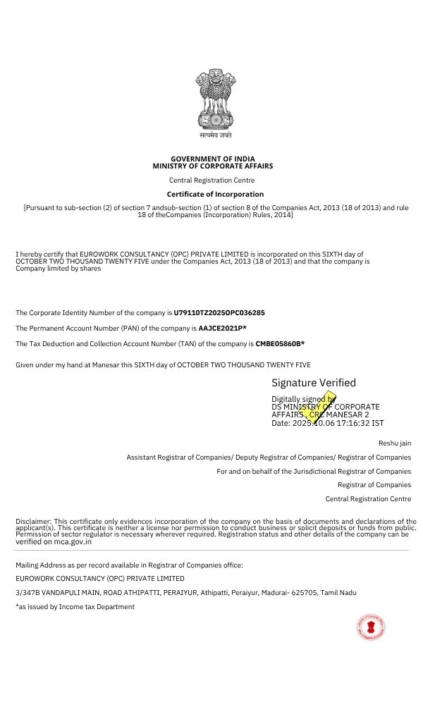 Certificate of Incorporation